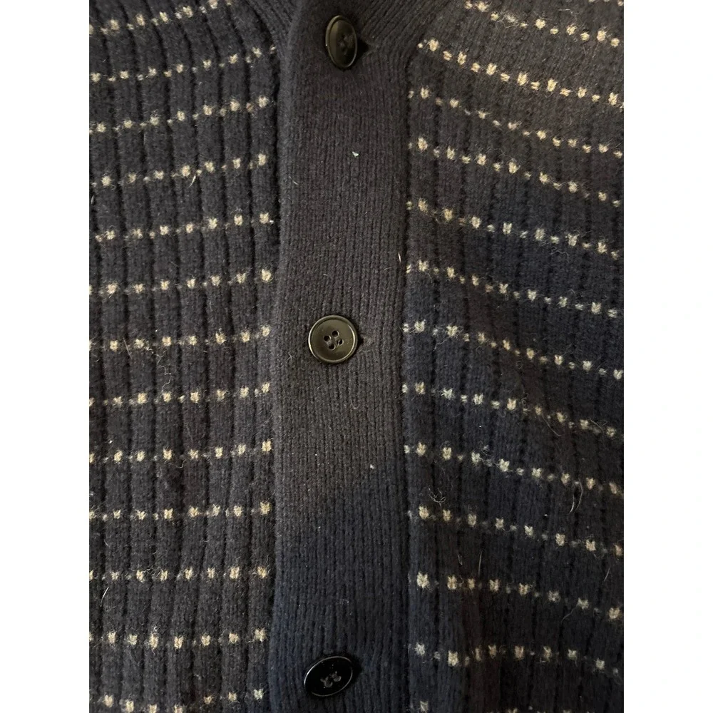 J Crew Mens Navy Lambswool Shawl‎ Collar Cardigan Sweater Size L Heritage Preppy